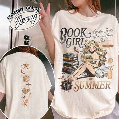 Summer Comfort Color Shirt, Aesthetic Book Girl Summer Shirt, Girls Just Wanna Have Sun Shirt