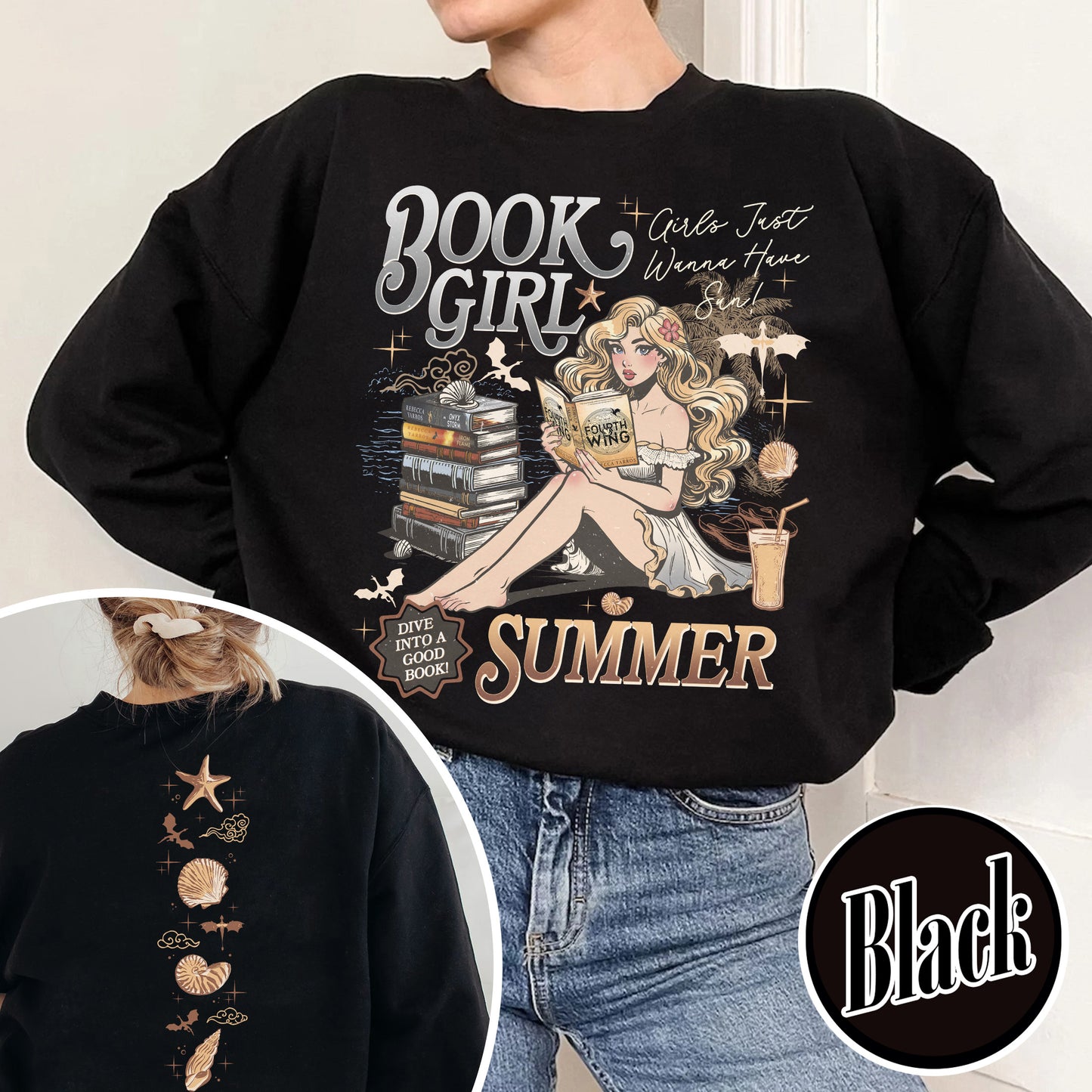 Summer Sweatshirt, Aesthetic Book Girl Summer Sweatshirt, Girls Just Wanna Have Sun Sweatshirt