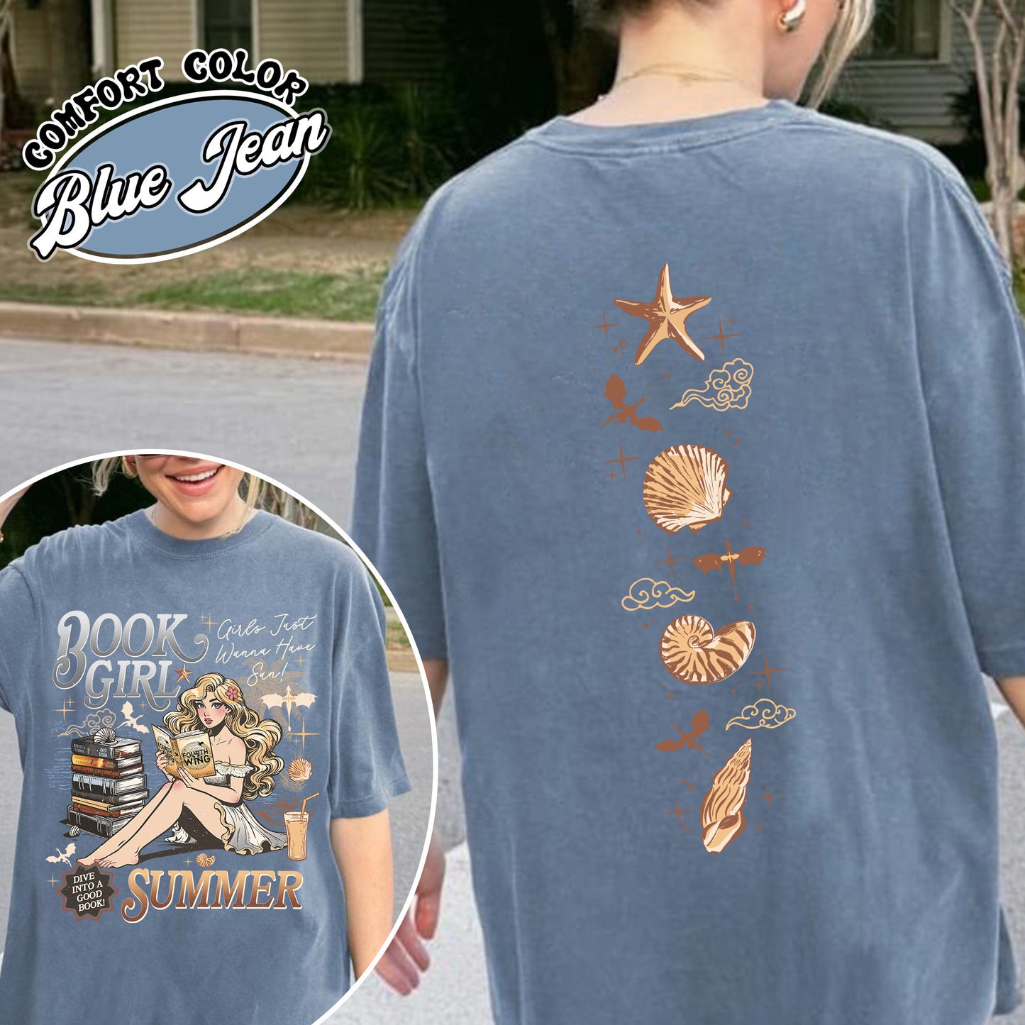 Summer Comfort Color Shirt, Aesthetic Book Girl Summer Shirt, Girls Just Wanna Have Sun Shirt