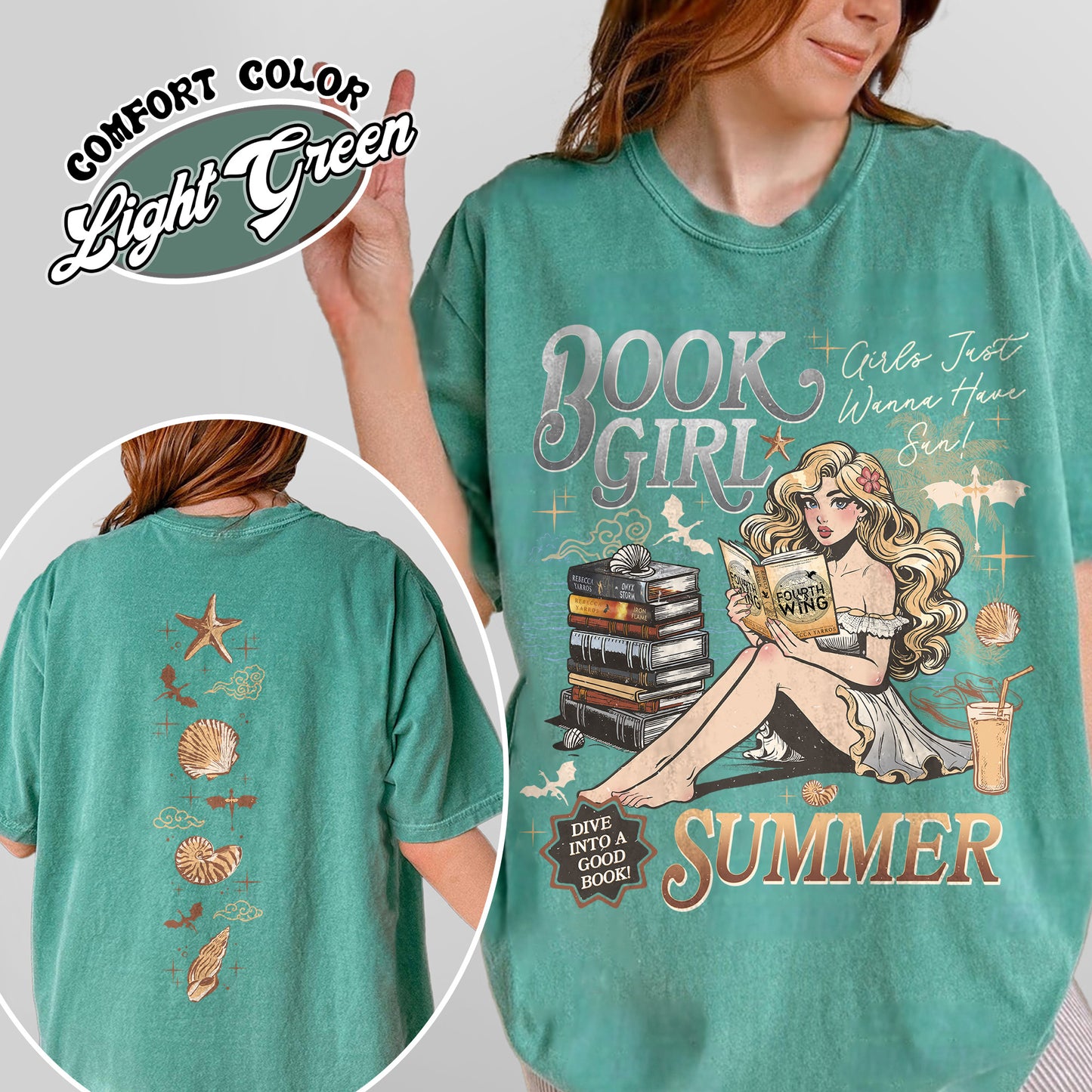 Summer Comfort Color Shirt, Aesthetic Book Girl Summer Shirt, Girls Just Wanna Have Sun Shirt