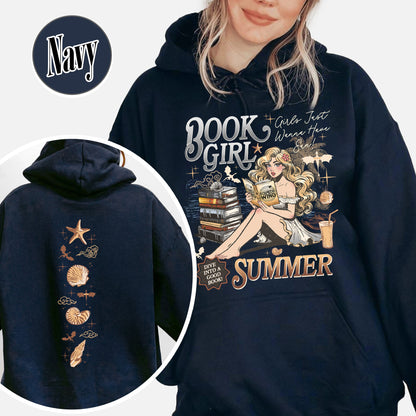 Summer Hoodie, Aesthetic Book Girl Summer Hoodie, Girls Just Wanna Have Sun Hoodie