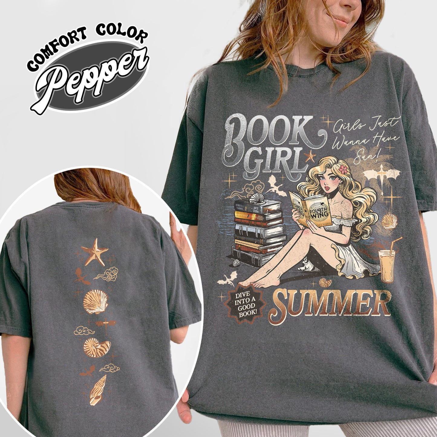 Summer Comfort Color Shirt, Aesthetic Book Girl Summer Shirt, Girls Just Wanna Have Sun Shirt