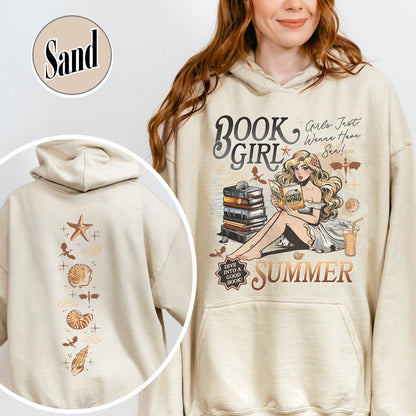 Summer Hoodie, Aesthetic Book Girl Summer Hoodie, Girls Just Wanna Have Sun Hoodie