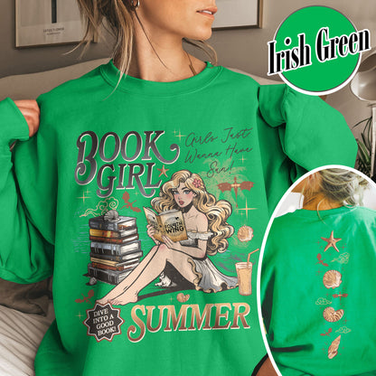 Summer Sweatshirt, Aesthetic Book Girl Summer Sweatshirt, Girls Just Wanna Have Sun Sweatshirt