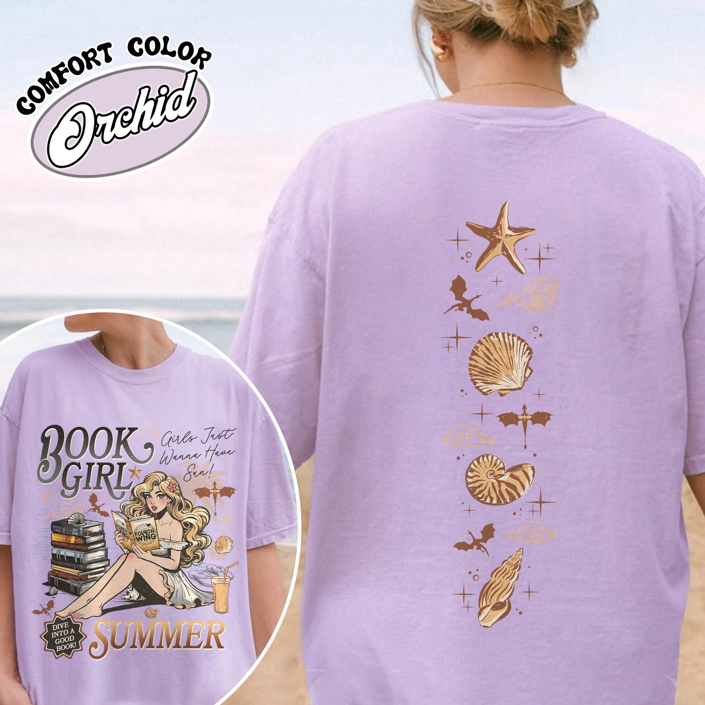 Summer Comfort Color Shirt, Aesthetic Book Girl Summer Shirt, Girls Just Wanna Have Sun Shirt