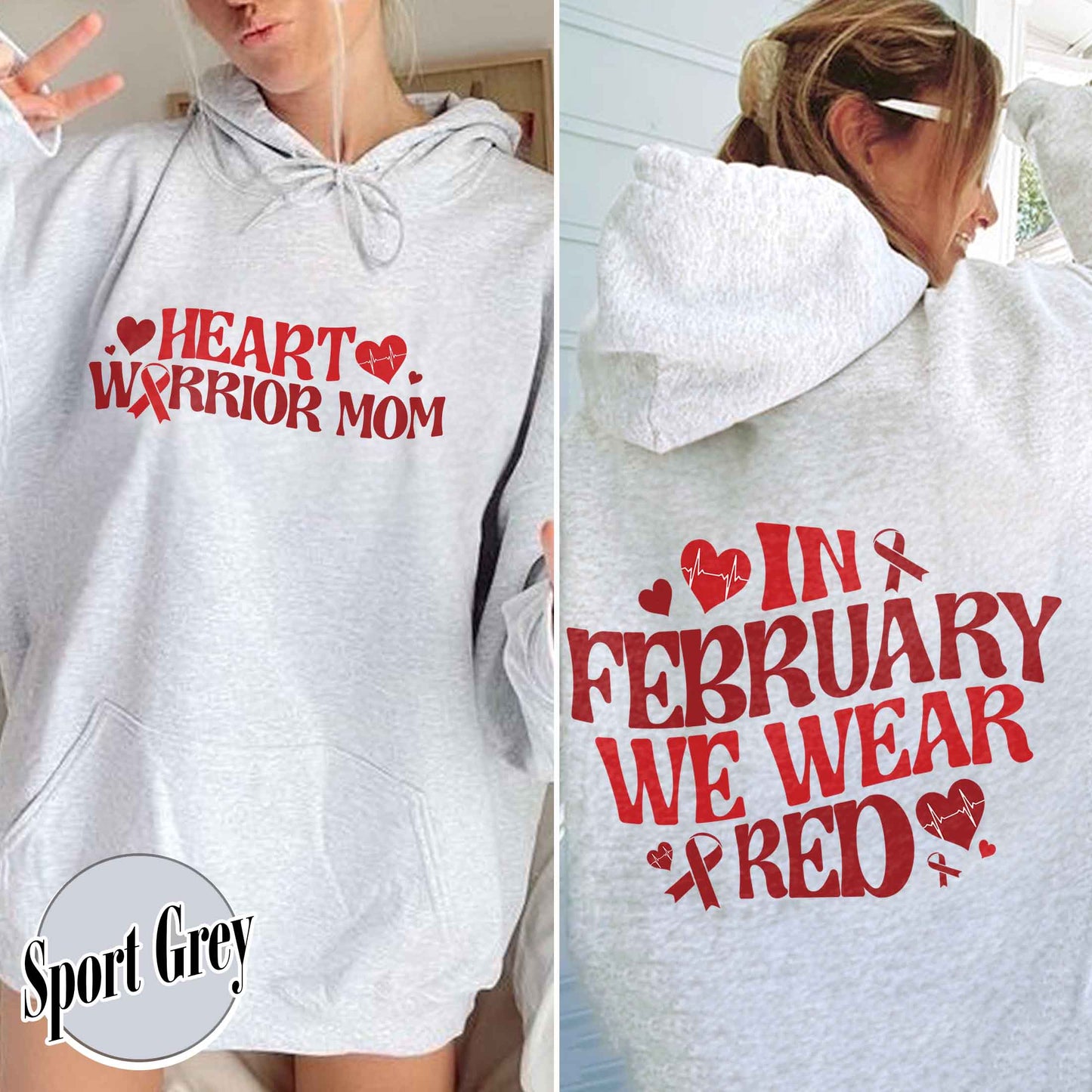 Support Team Hoodie,In February We Wear Red Hoodie, Family Support Hoodie,Heart Warrior Hoodie