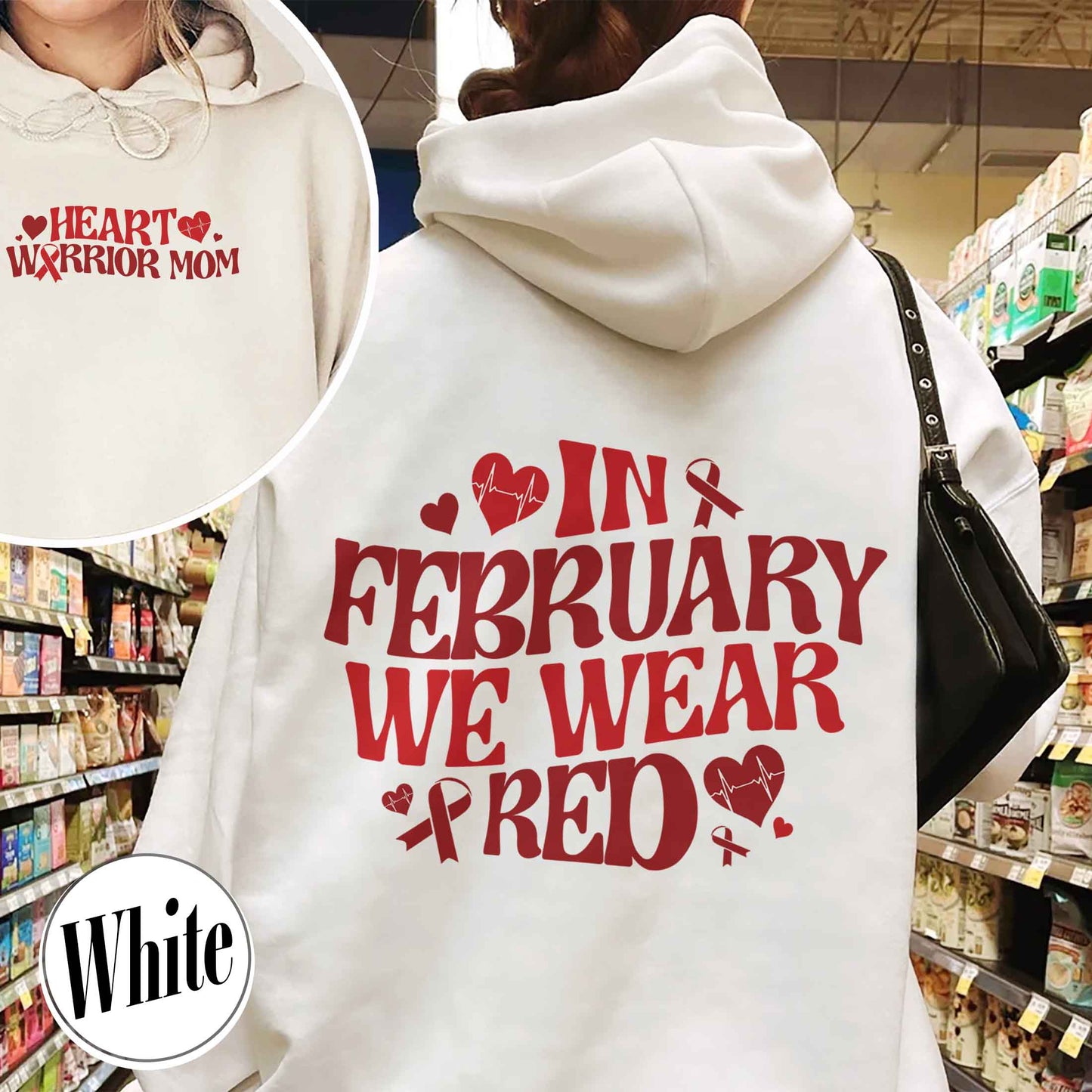 Support Team Hoodie,In February We Wear Red Hoodie, Family Support Hoodie,Heart Warrior Hoodie
