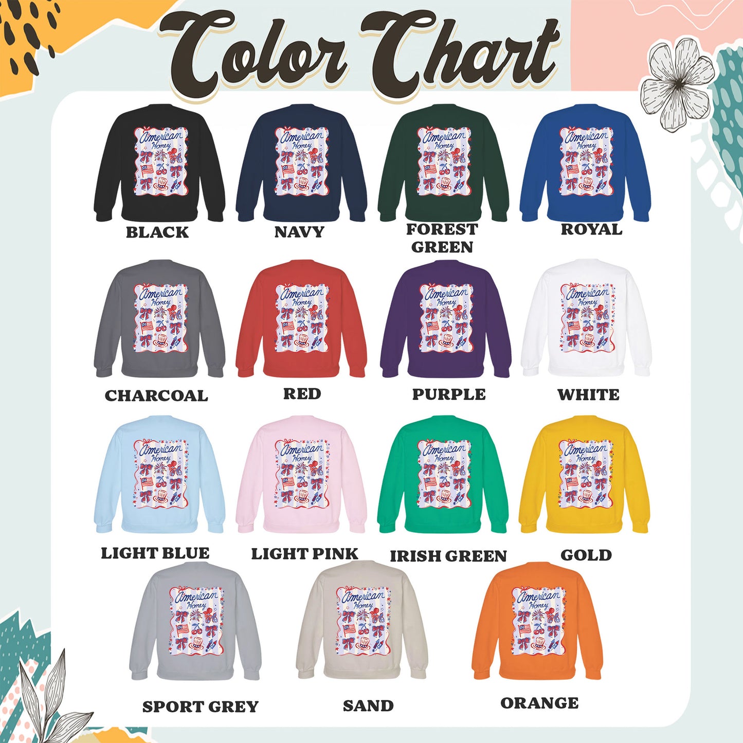 4th of July Sweatshirt, American Honey Coquette Sweatshirt, Girly Independence Day USA Sweatshirt