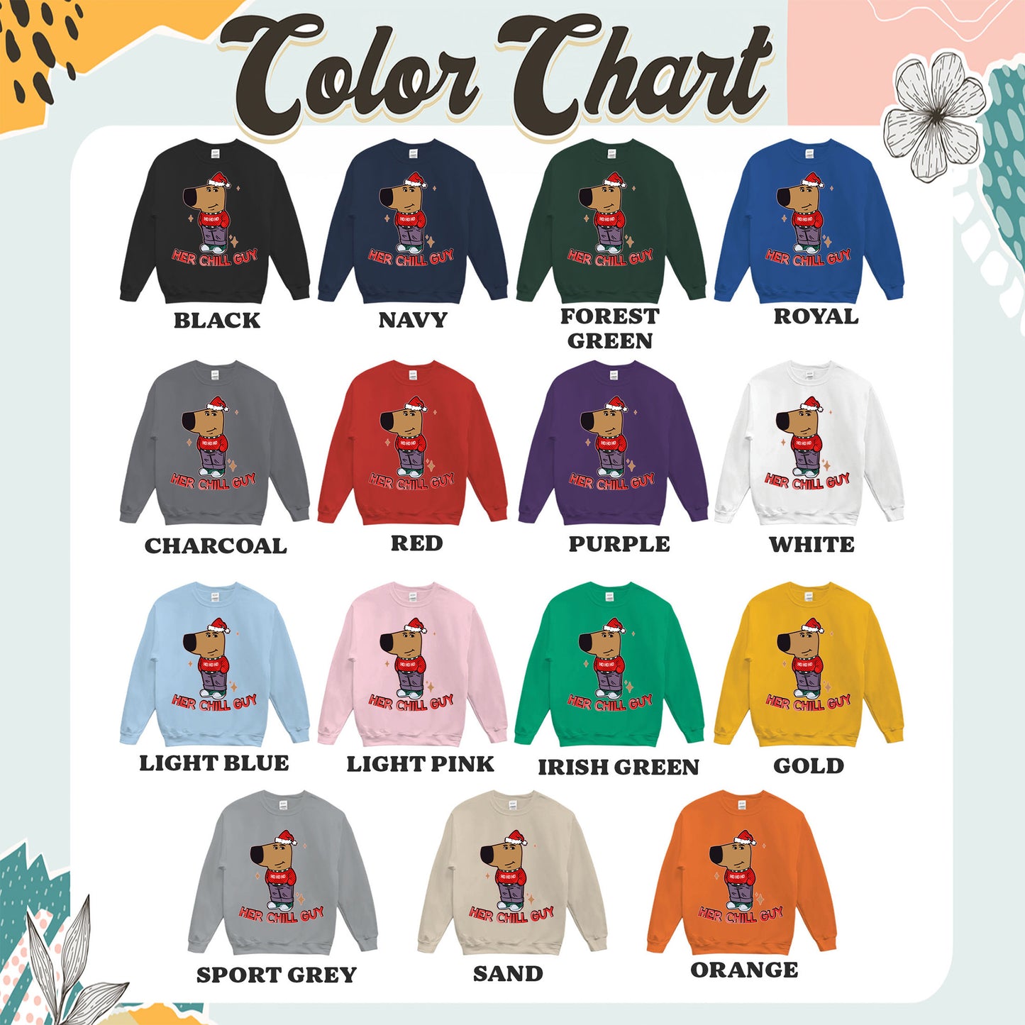 Chilly Christmas Sweatshirt, Funny Boyfriend Sweatshirt, Chill Dog TikTok Meme, Viral Dog Cartoon, Matching Xmas, Funny Couple Christmas Sweatshirt