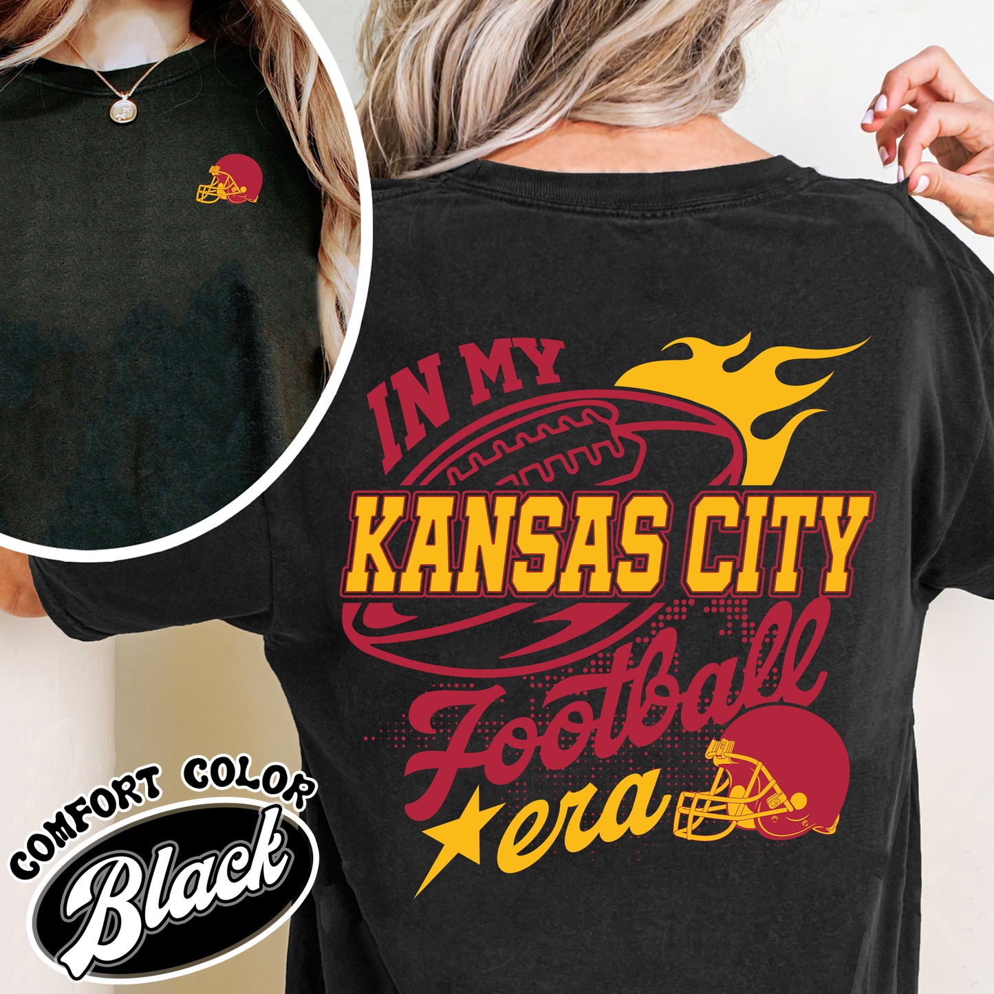Kansas City Fan Comfort Color Shirt, Kansas City Shirt, Cheifs Shirt, in My Kansas Football Era Shirt, Kansas City Football Helmet