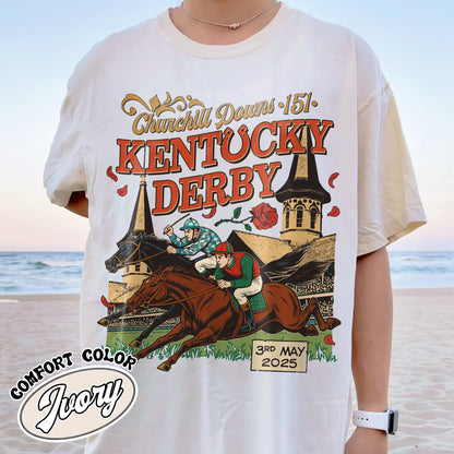 Kentucky Derby 2025 Comfort Color Shirt, 151st Run for the Roses Shirt, Horse Racing Lover Shirt