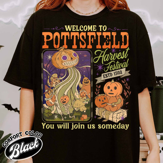 Pottsfield Harvest Festival Shirt, Skeleton Festival Apparels, Autumn Harvest Shirt, Pumpkin T-Shirts, Pumpkin Carver, Halloween Pumpkin Shirt