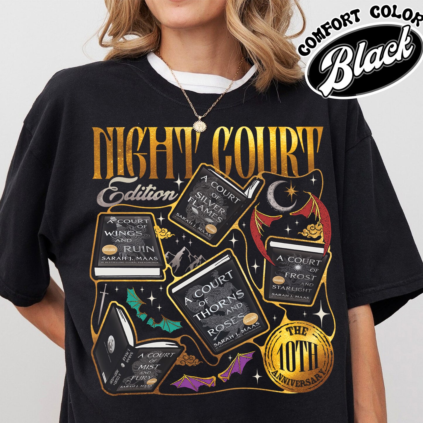 ACOTAR the Night Court 10th Anniversary Edition Comfort Color Shirt, SJM Merch, Gift for Book Lover