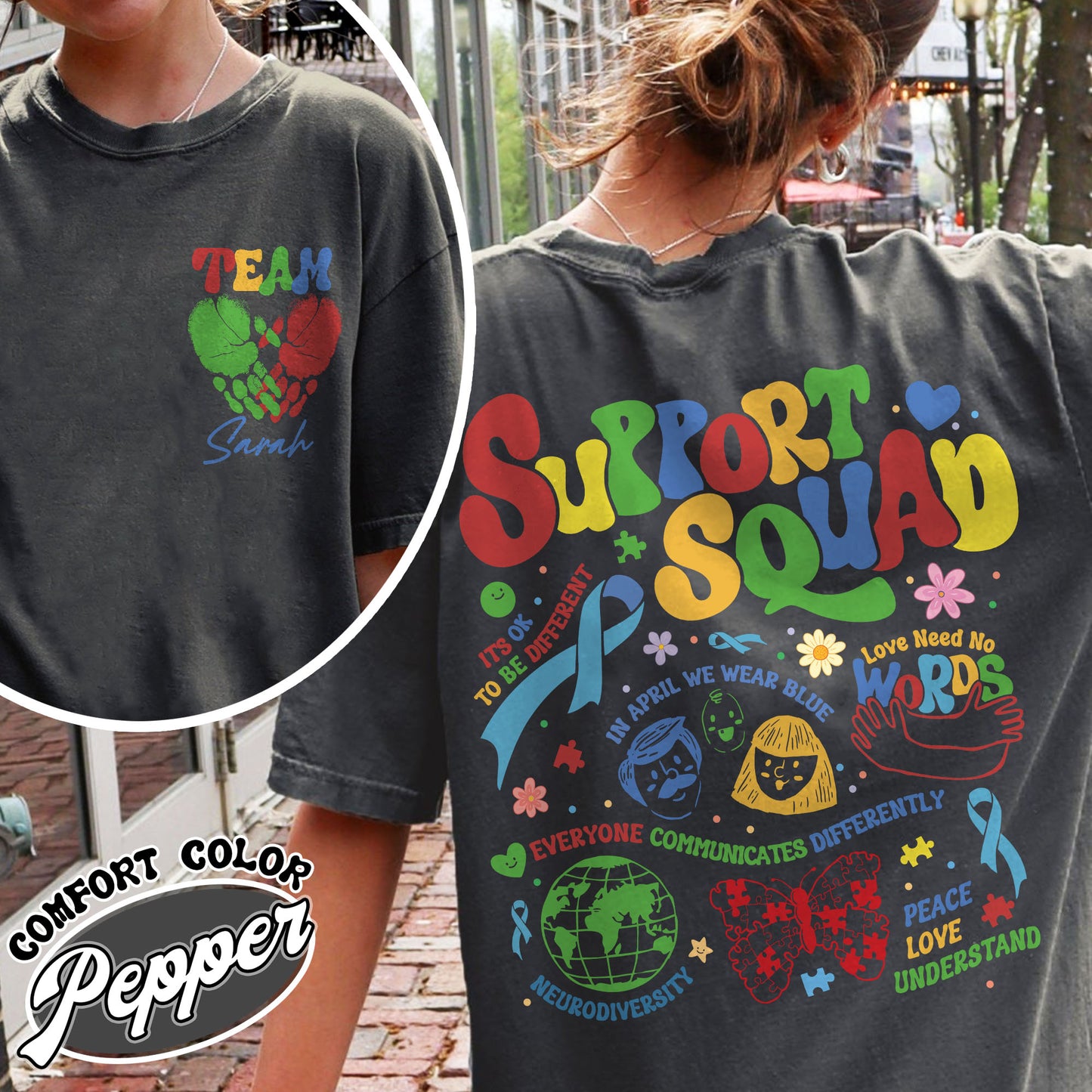 Autism Awareness Comfort Color Shirt, Custom Support Squad Autism Shirt, Autism Family Team Shirt