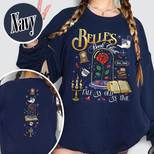 Belle’s Book Club Sweatshirt, Tale As Old as Time Belle’s Book Cafe Sweatshirt, Belle Princess Book Sweatshirt