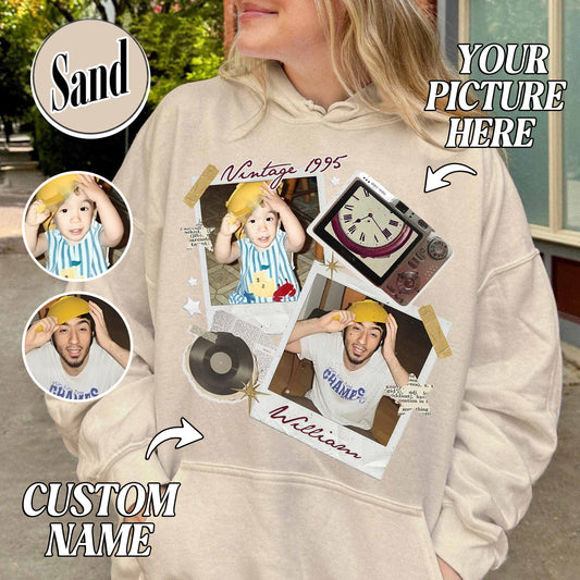 Birthday Party Hoodie, Custom Vintage Photo and Year Hoodie With Picture Personalized 30th 40th