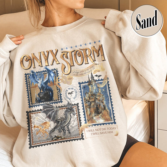 Bookish Sweatshirt, Fantasy Book Club Stamp Sweatshirt, Onyx Storm Dragon Rider Basgiath War College Sweatshirt