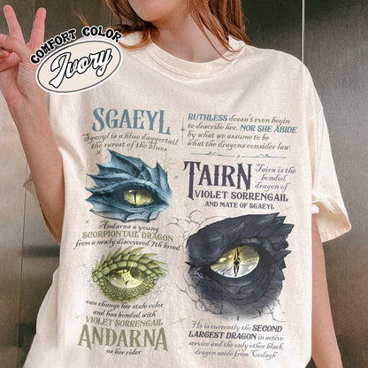 Bookish Comfort Color Shirt, Fourth Wing Dragon’s Eyes Shirt, Gift for Readers, Dragon Rider Shirt