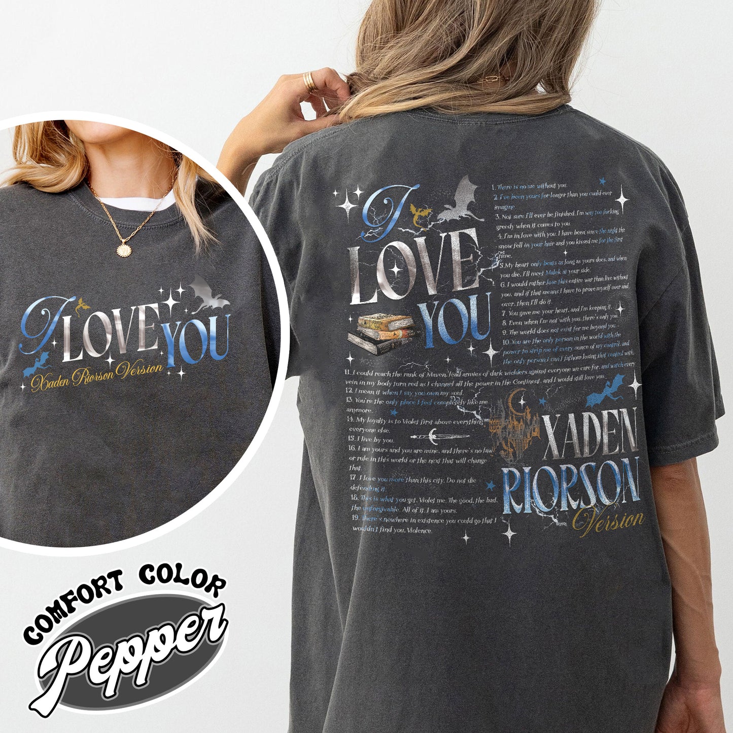 Bookish Comfort Color Shirt, I Love You Xaden Riorson Version Shirt, Fourth Wing Book Shirt