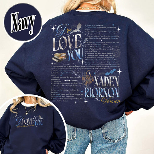 Bookish Sweatshirt, I Love You Xaden Riorson Version Sweatshirt, Fourth Wing Book Sweatshirt