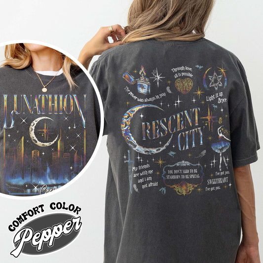 Bookish Comfort Color Shirt, Lunathion Crescent City Shirt, Bryce Quinlan Crescent City Sjm Merch