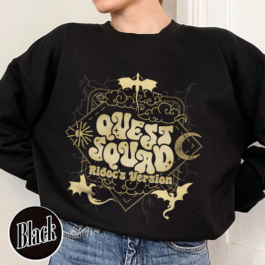 Bookish Sweatshirt, Onyx Storm Quest Squad Ridoc’s Version Sweatshirt, Fourth Wing Basgiath War College Sweatshirt