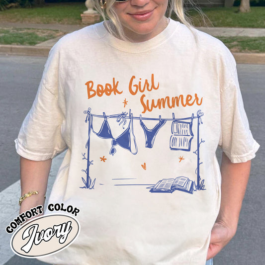 Booklover Comfort Color Shirt, Book Girl Summer Shirt, Beach Reading Shirt, Bookish Summer Shirt