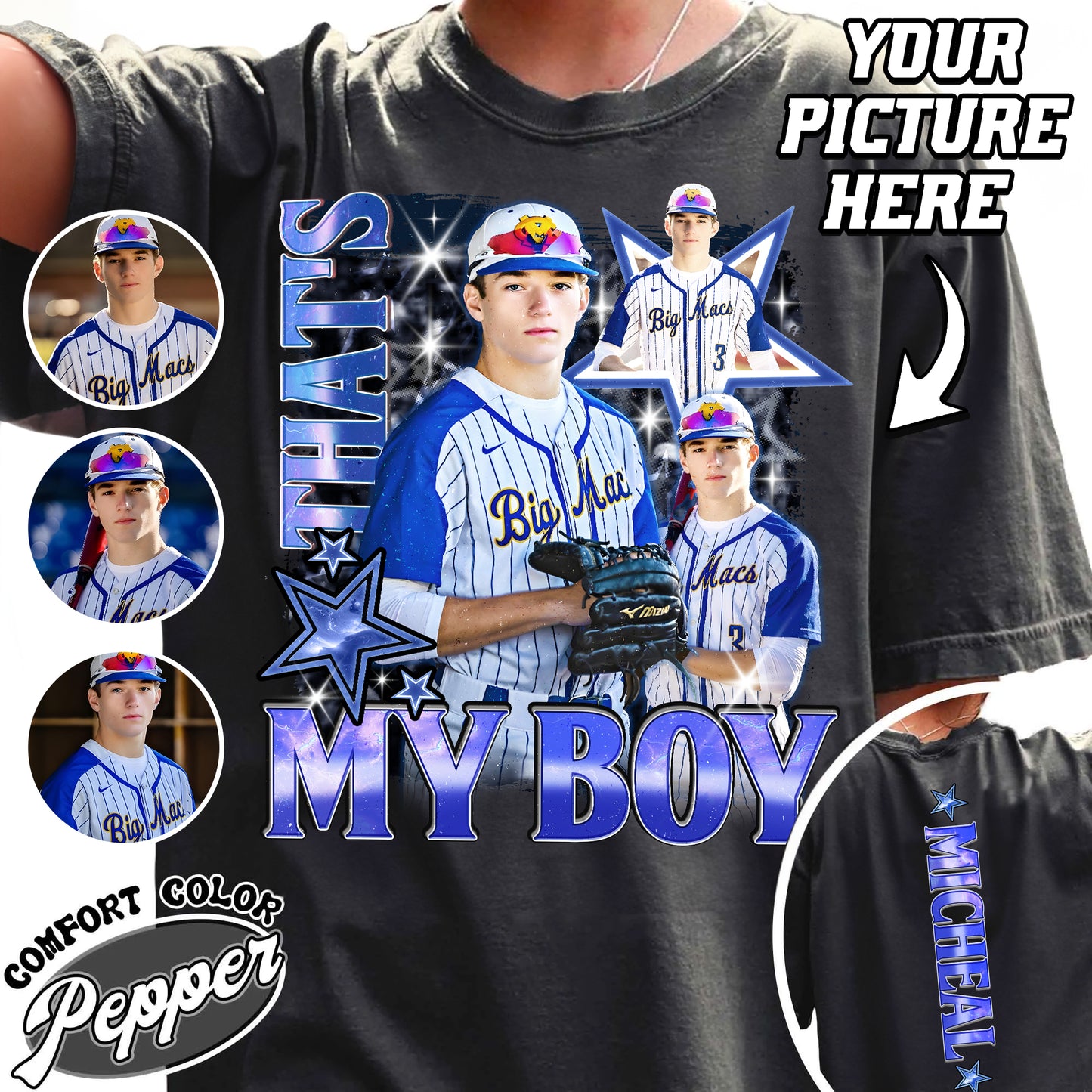 Custom Baseball Comfort Colors Shirt, Custom That’s My Boy Baseball Shirt, Baseball Mom Custom Shirt
