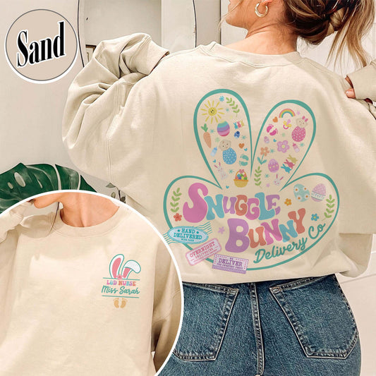 Easter Sweatshirt, Custom Snuggle Bunny Delivery Co Sweatshirt, Labor and Delivery Easter Sweatshirt