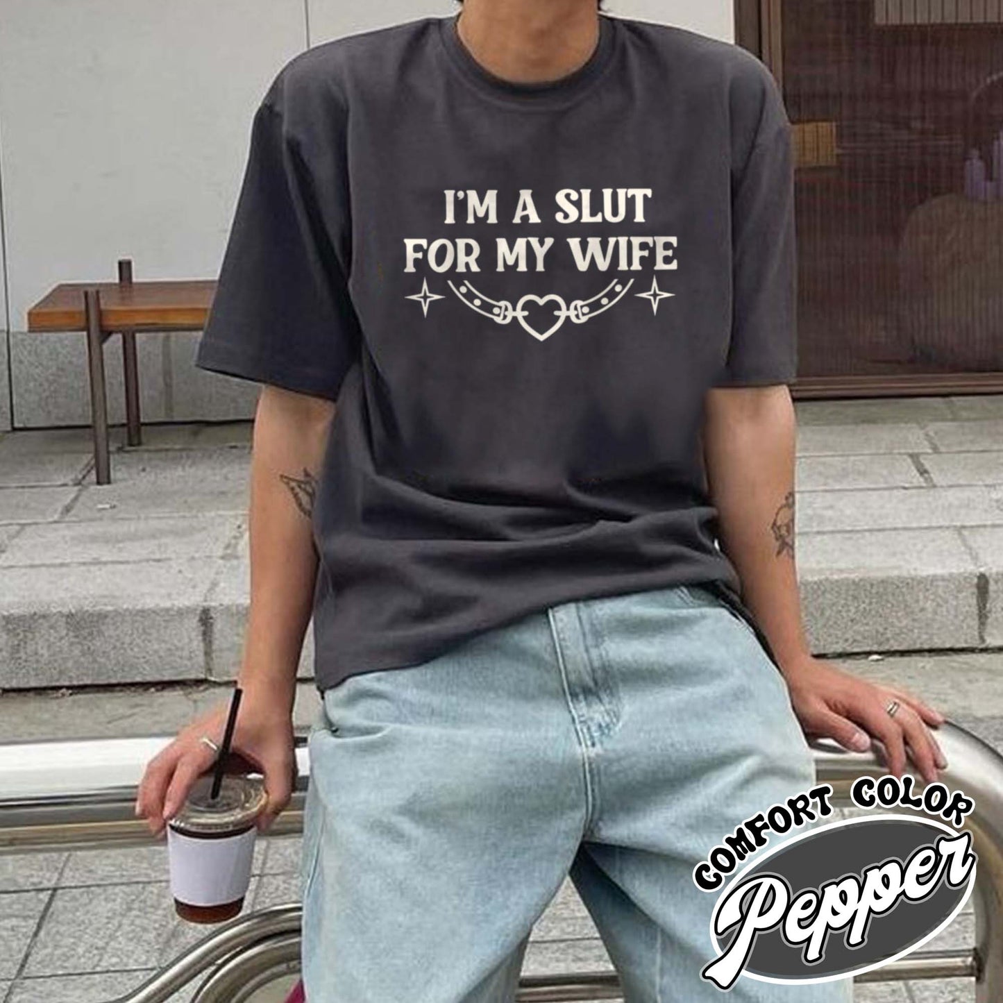 Funny Valentines Day Comfort Color Shirt, Im a Slut for My Wife Shirt, Funny Valentines Day Gift for Husband