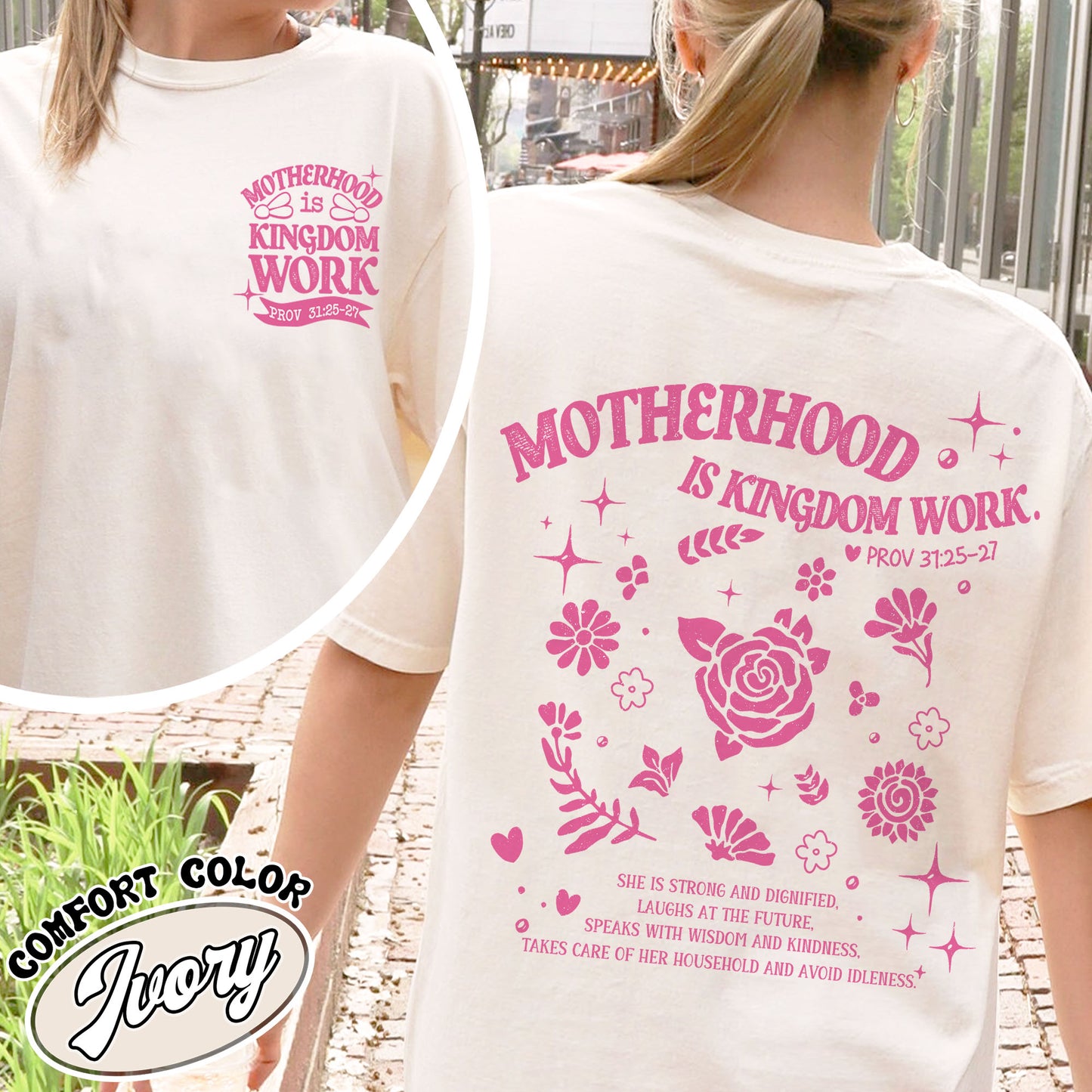 Mother’s Day Comfort Color Shirt, Motherhood Is Kingdom Work Shirt, Christian Mom Gift