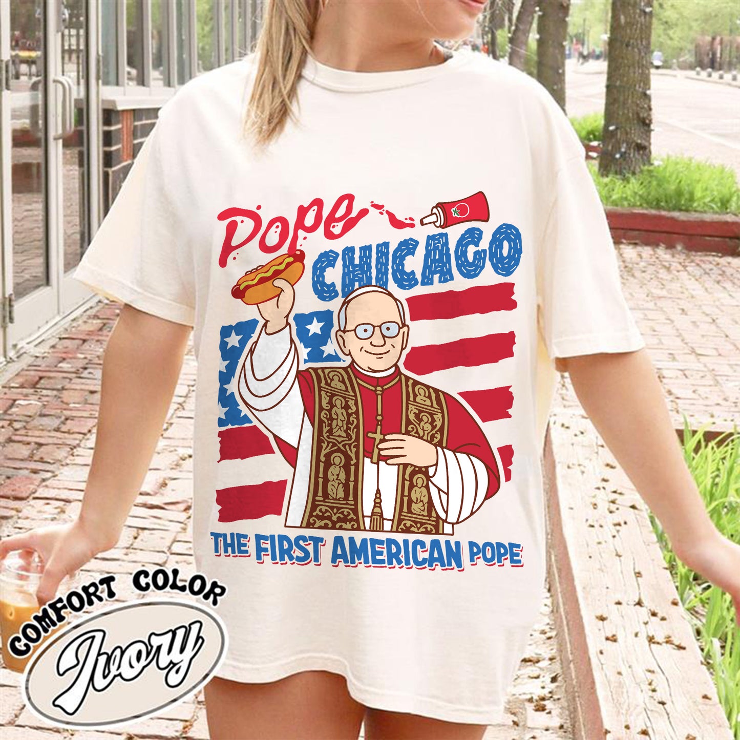 Pope Chicago Comfort Colors Shirt, Pope Robert Prevost Shirt,Religious Tee,Pope Shirt, Jesus T-Shirt Gift