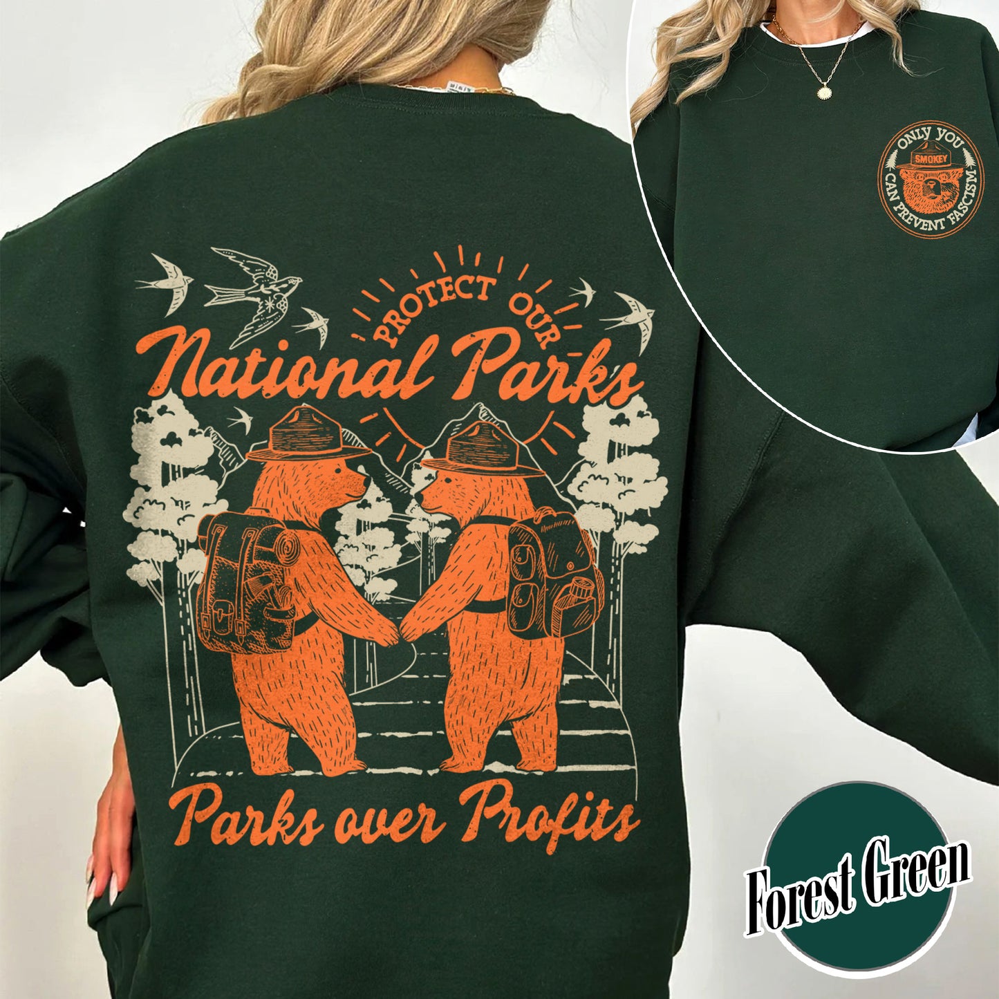 Smokey Bear Resist Sweatshirt, Parks Over Profits Protect Our National Park Sweatshirt