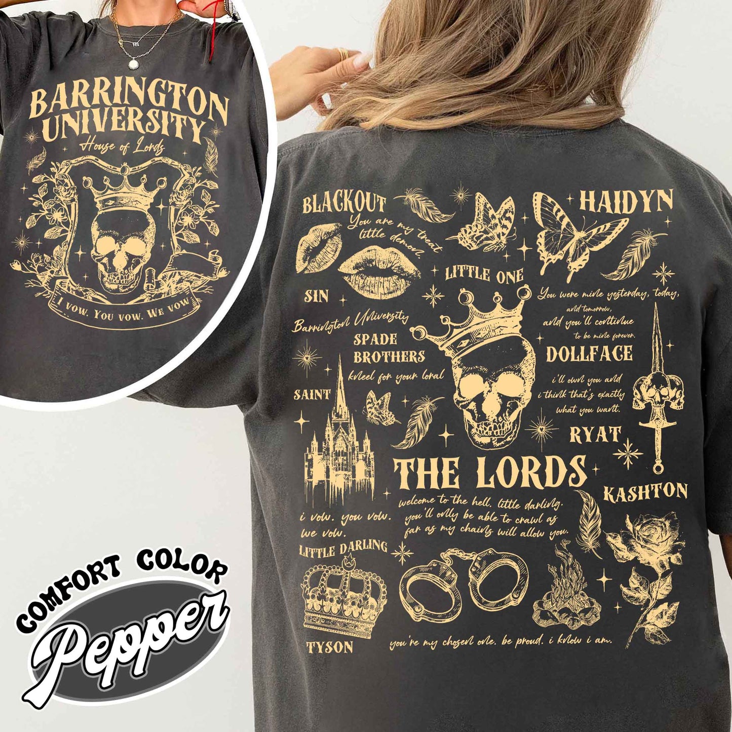 The LORDS Series Book 2-Sided Shirt, Barrington University, the Ritual Merch Comfort Colors Shirt, Shantel Tessier Dark Romance, Smut Books TShirt, Ryat Archer, Book Lover Gift