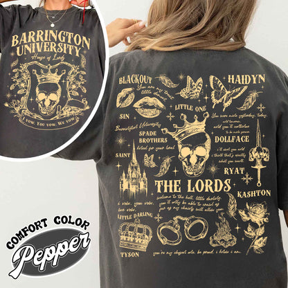 The LORDS Series Book 2-Sided Shirt, Barrington University, the Ritual Merch Comfort Colors Shirt, Shantel Tessier Dark Romance, Smut Books TShirt, Ryat Archer, Book Lover Gift
