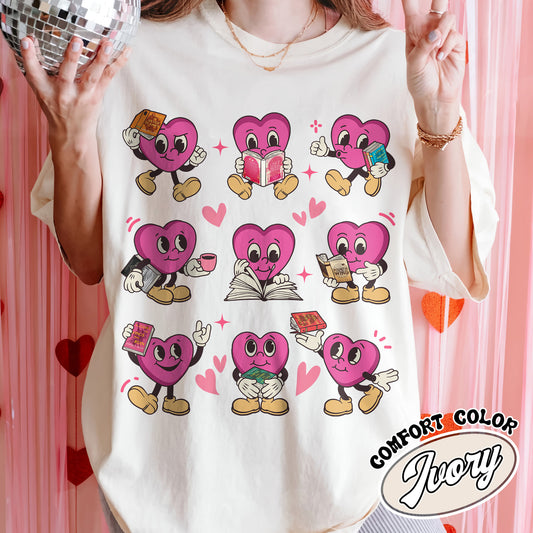 Valentine Book Lover Comfort Color Shirt, Librarian Shirt, Teacher Valentines, Book Valentine Gift