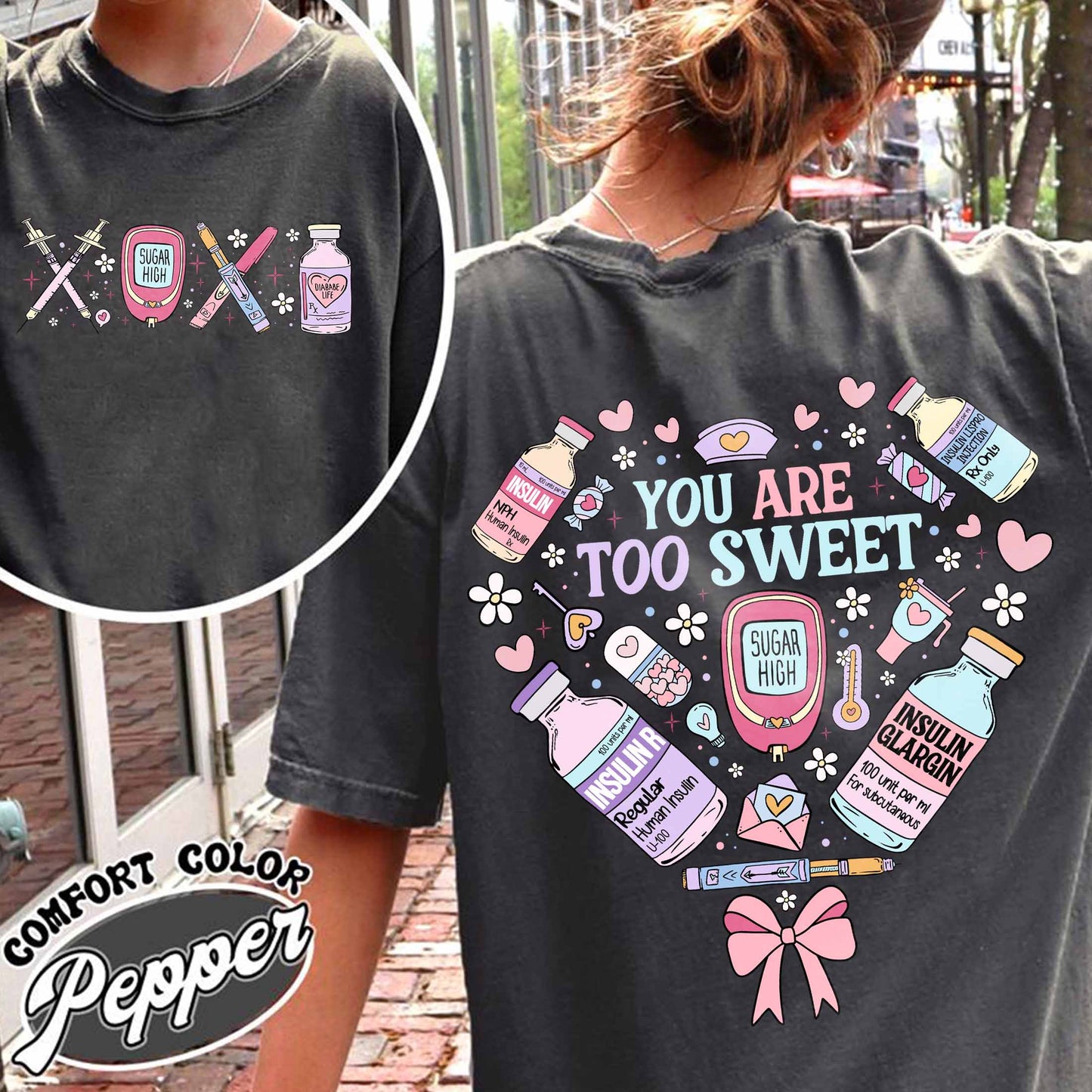 Valentine’s Day Nurse Comfort Color Shirt, You Are Too Sweet Nurse Valentine Shirt, Insulin Diabetes ICU Nurse
