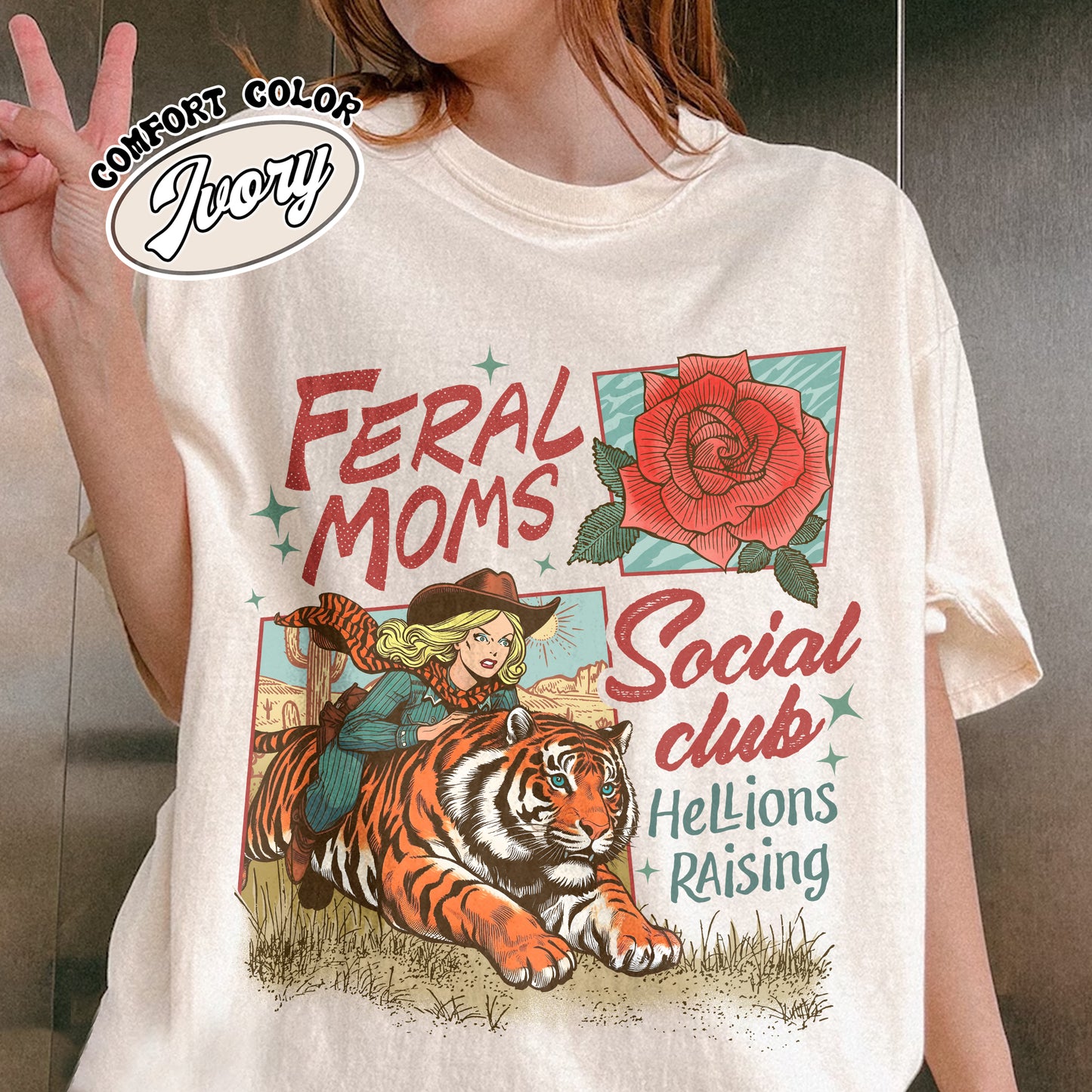 Western Mama Comfort Color Shirt, Feral Moms Social Club Shirt, Somebody’s Feral Wife Shirt, Trendy Mom Apparel