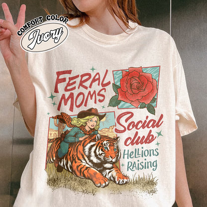 Western Mama Comfort Color Shirt, Feral Moms Social Club Shirt, Somebody’s Feral Wife Shirt, Trendy Mom Apparel