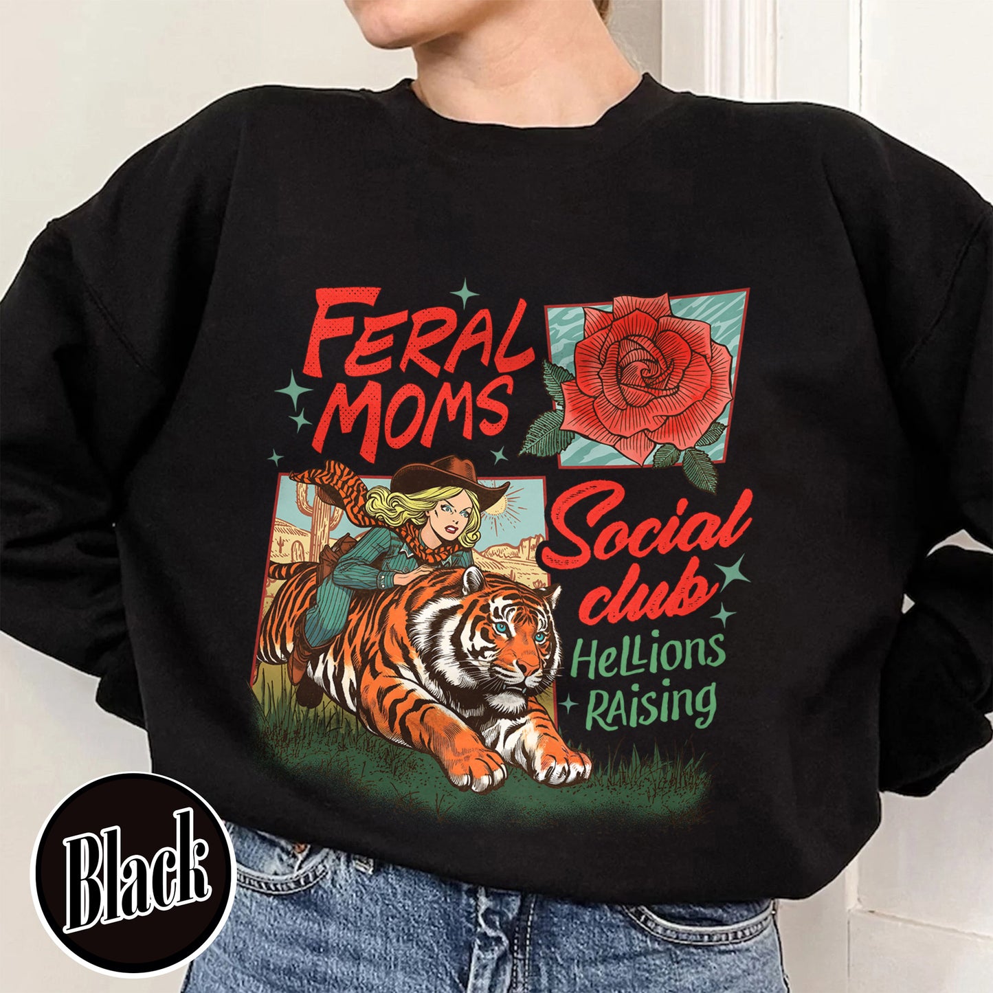 Western Mama Sweatshirt, Feral Moms Social Club Sweatshirt, Somebody’s Feral Wife Sweatshirt, Trendy Mom Apparel