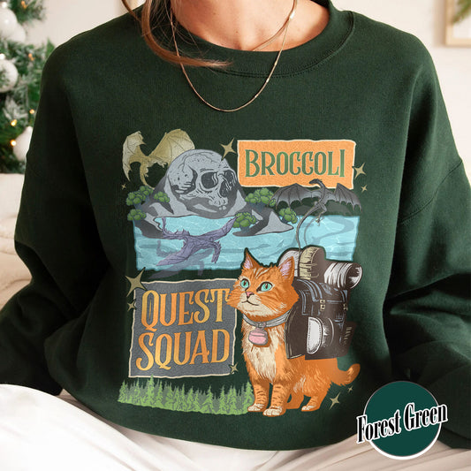 Bookish Sweatshirt, Onyx Storm Quest Squad Broccoli Sweatshirt, Brocolli Kitten Team