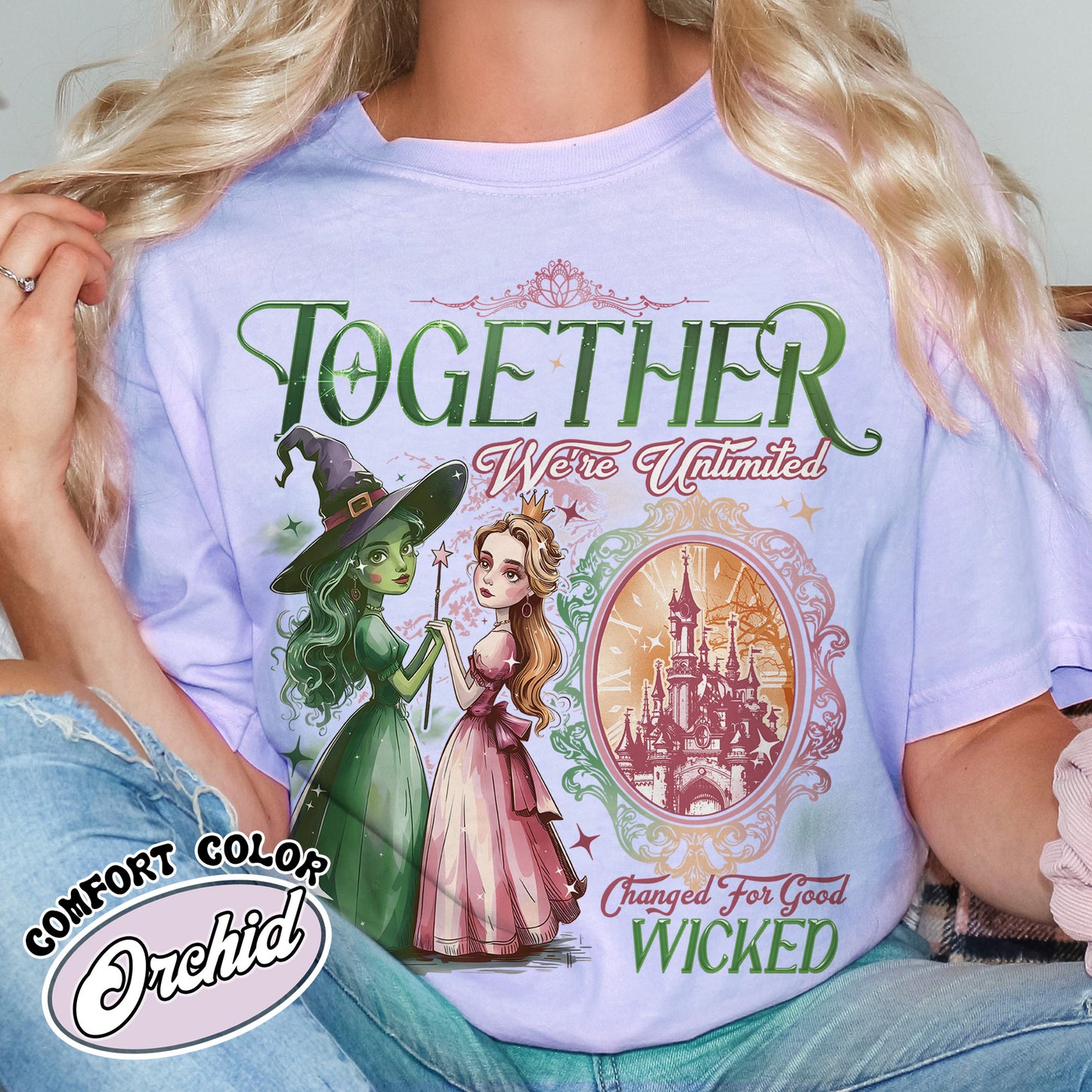 Wicked Change For Good Shirt,Wicked Musical Movie Fan Xmas Gift,Wicked Glitter Shirt,Witch Pink and Green Shirt,Changed For Good wicked