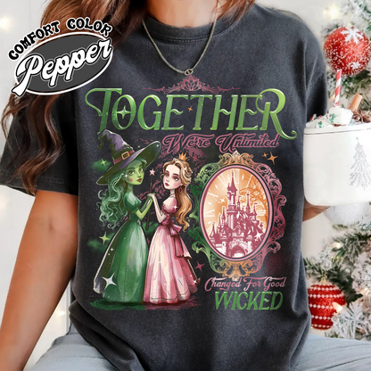 Wicked Change For Good Shirt,Wicked Musical Movie Fan Xmas Gift,Wicked Glitter Shirt,Witch Pink and Green Shirt,Changed For Good wicked