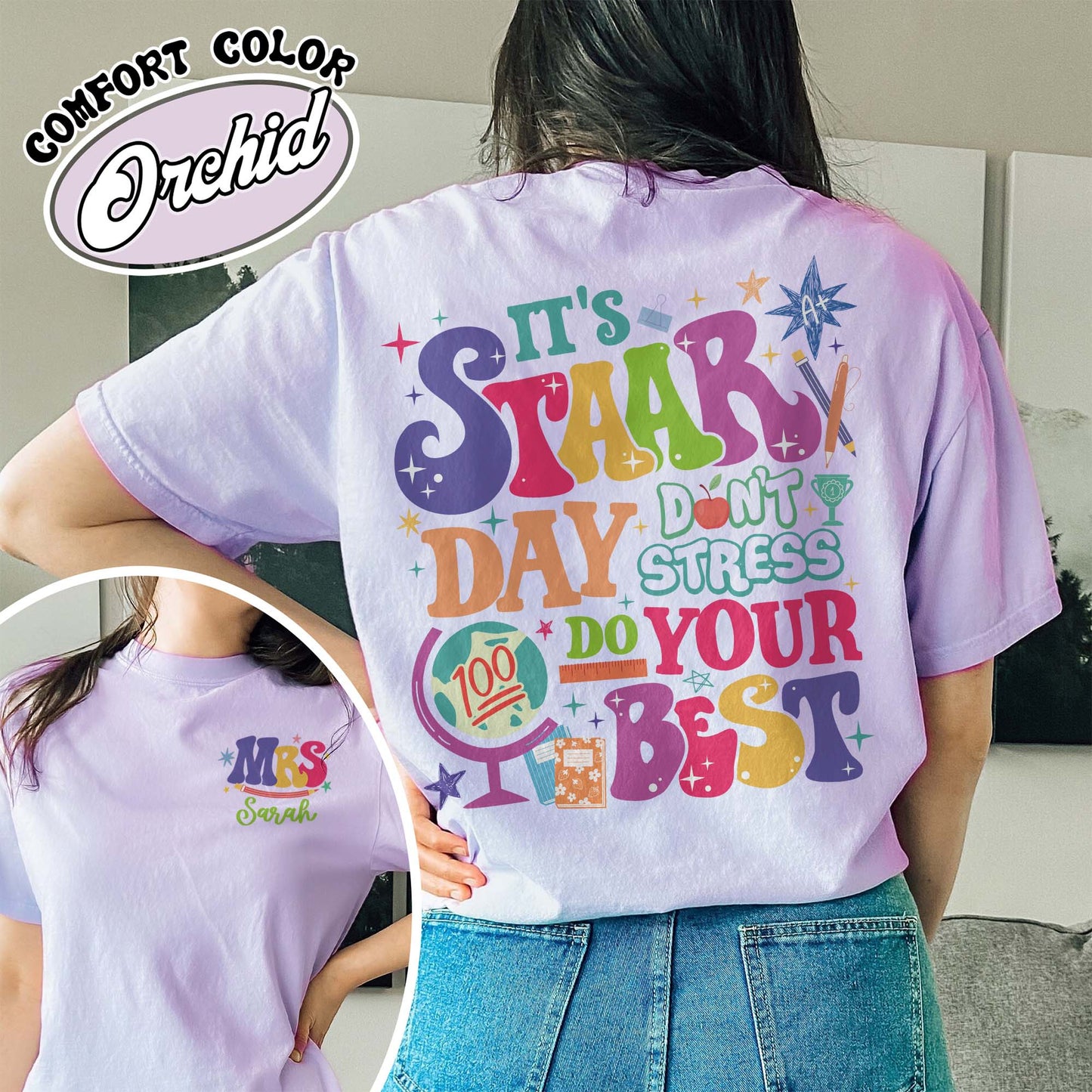 Teacher Comfort Color Shirt, It’s Staar Day Don’t Stress Do Your Best Shirt, Custom Teacher Test Day Shirt