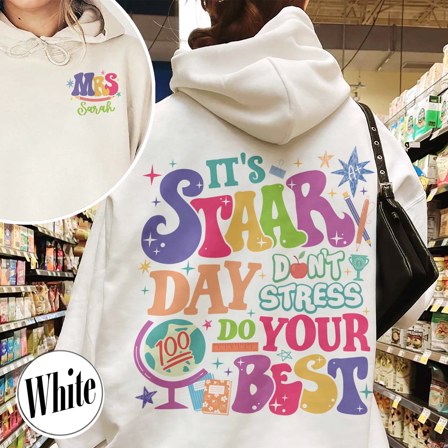 Teacher Hoodie, It’s Staar Day Don’t Stress Do Your Best Hoodie, Custom Teacher Test Day Hoodie