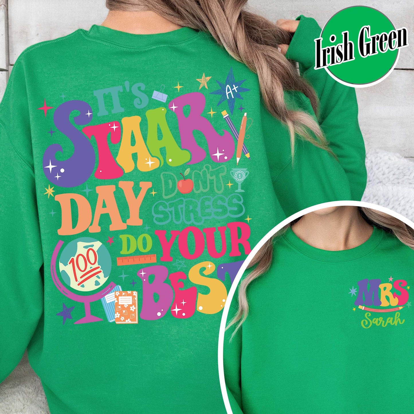 Teacher Sweatshirt, It’s Staar Day Don’t Stress Do Your Best Sweatshirt, Custom Teacher Test Day Sweatshirt
