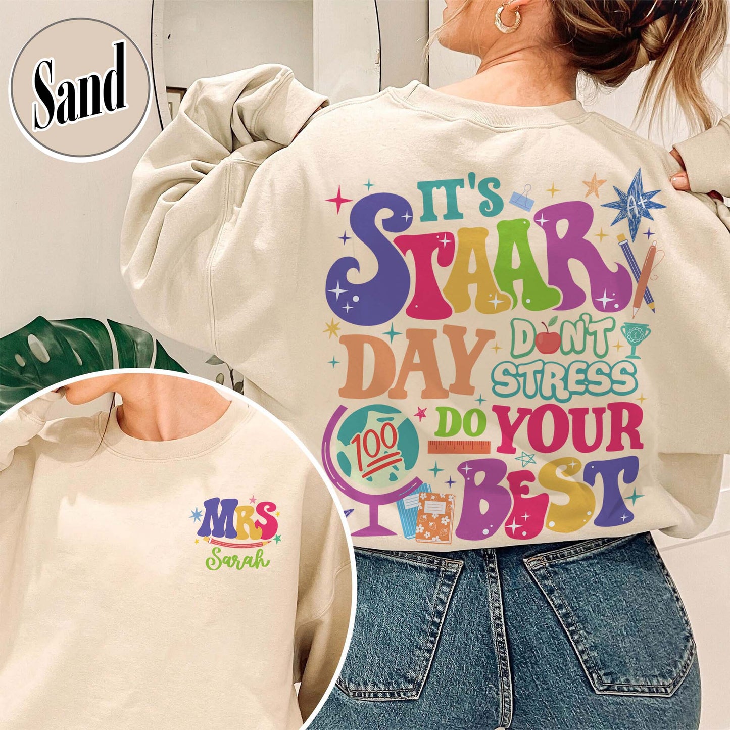 Teacher Sweatshirt, It’s Staar Day Don’t Stress Do Your Best Sweatshirt, Custom Teacher Test Day Sweatshirt