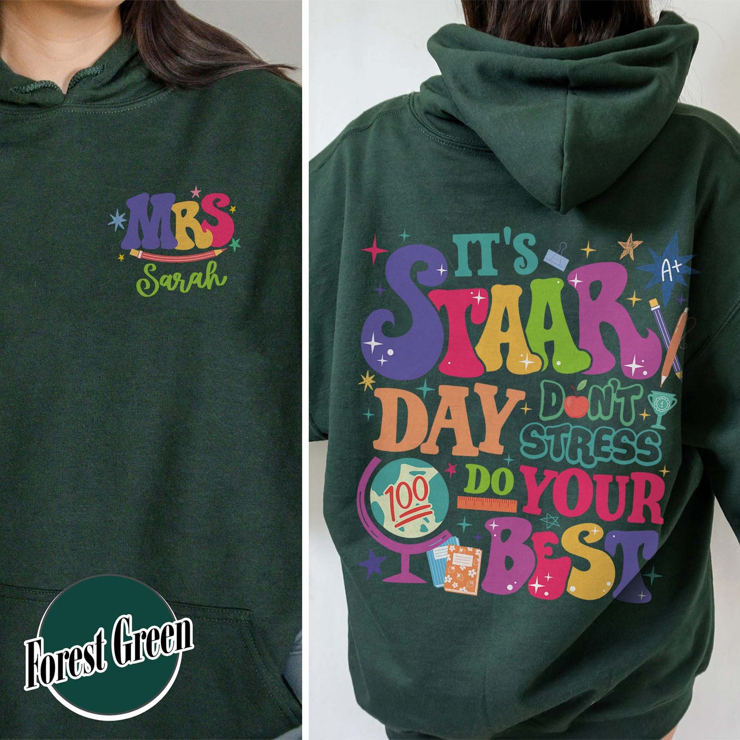 Teacher Hoodie, It’s Staar Day Don’t Stress Do Your Best Hoodie, Custom Teacher Test Day Hoodie