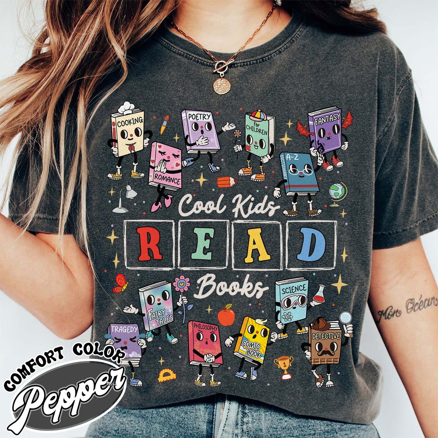 Teacher Comfort Colors Shirts,Cool Kids Read Books Shirt, School Librarian Shirt,Reading Teacher Shirt