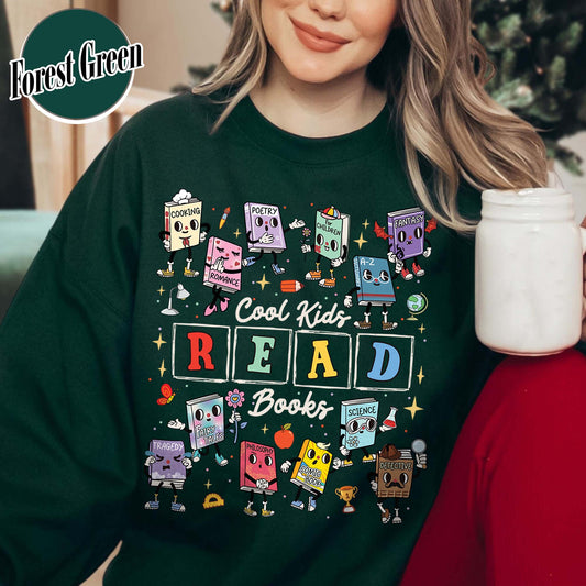 Teacher Sweatshirts,Cool Kids Read Books Sweatshirt, School Librarian Sweatshirt,Reading Teacher Sweatshirt